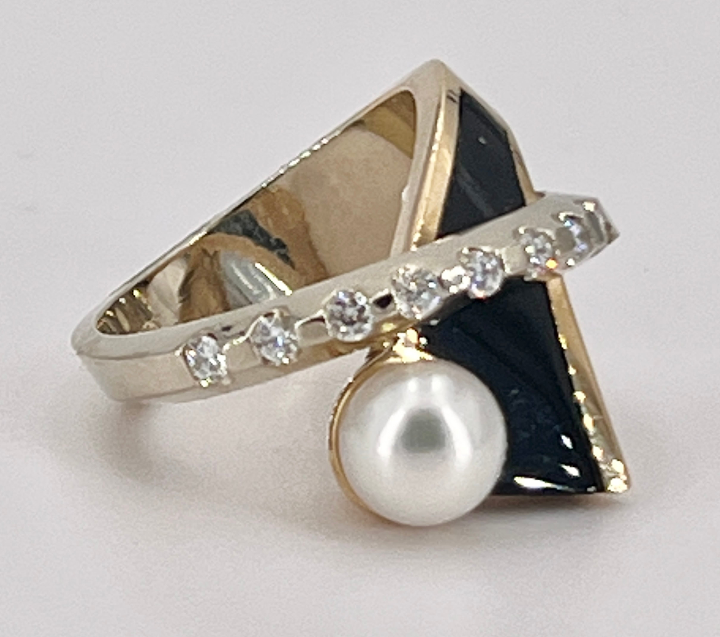 Mens 10-11MM Dyed Black Cultured Freshwater Pearl 18K Gold Over Silver  Solitaire Fashion Ring - JCPenney